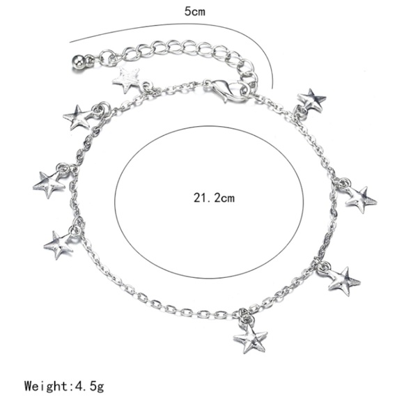 Boho Anklet Silver Star Charms NEW!! - Picture 5 of 5